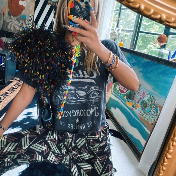 16 American Motorcycles Los Angeles Cropped cotton Graphic Tee Top - Picture 4 of 9